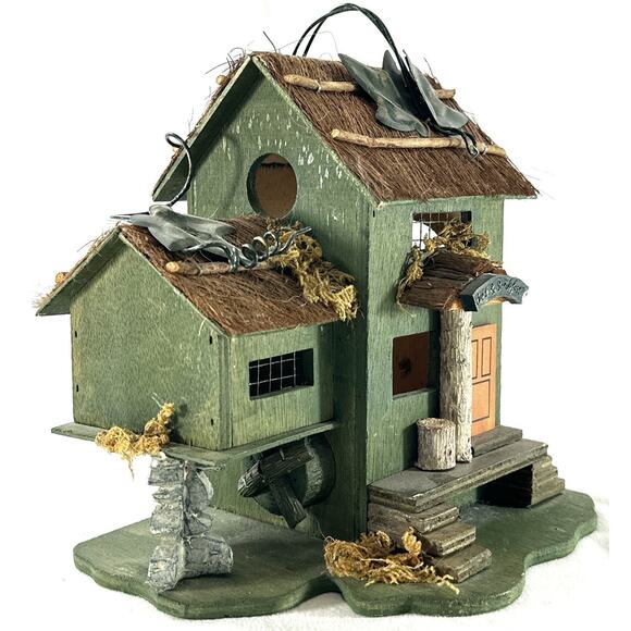 Rustic Bed & Breakfast Birdhouse Cottage Handmade Folk Art Wood Decor 8” - Picture 2 of 7